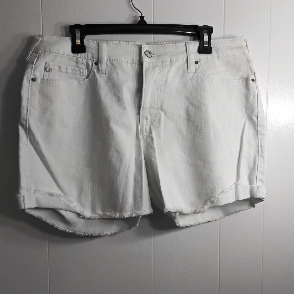 True Religion  White Denim Shorts